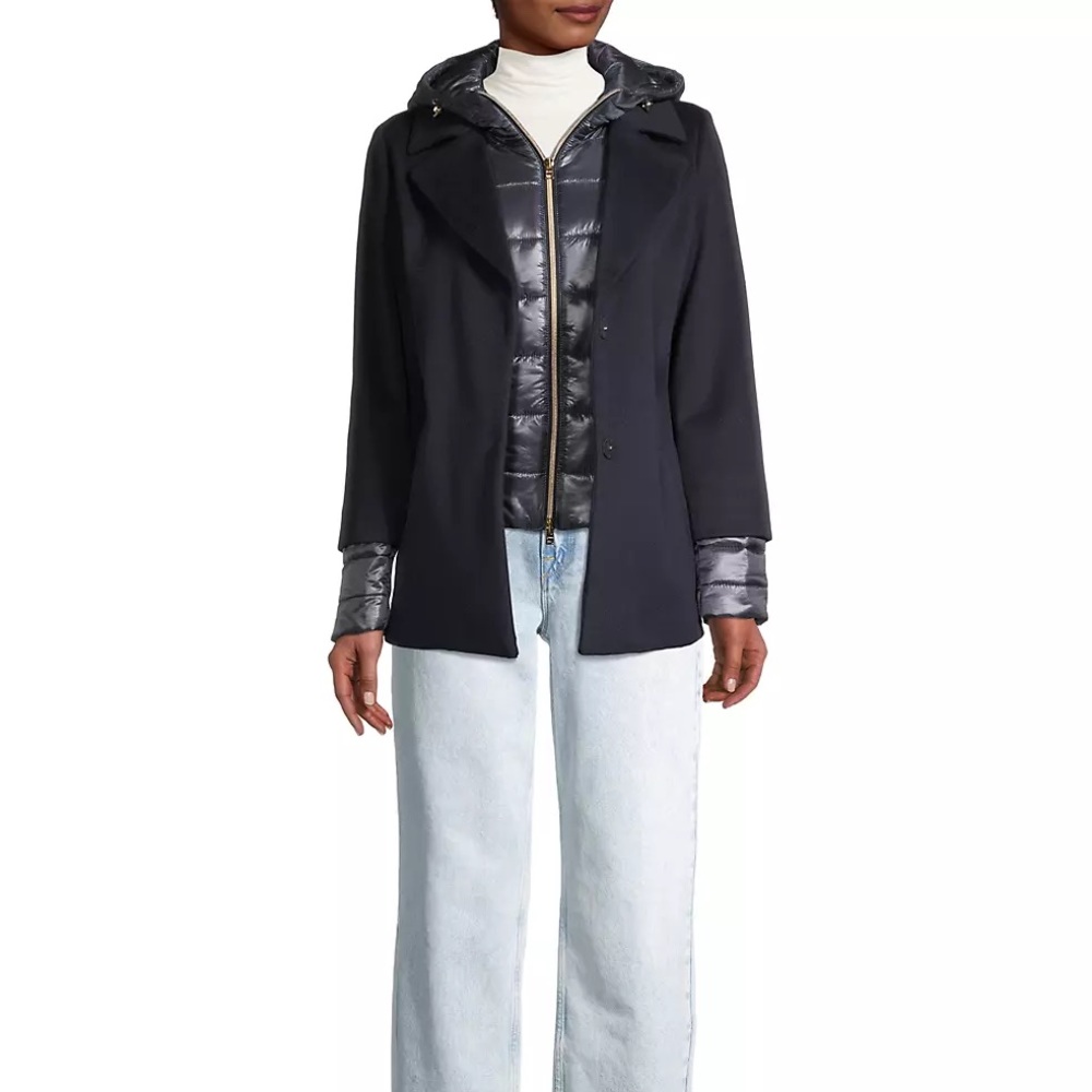 Herno Layered Quilted & Wool Puffer Jacket Navy size 42